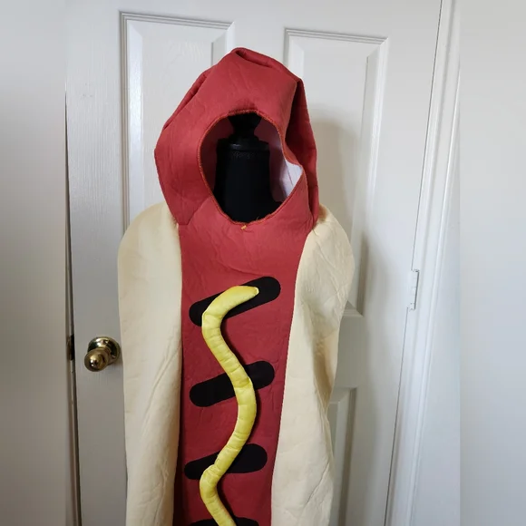 Spirit Hot Dog Costume Frankfurter With Mustard And Bun - M Mens - Picture 3 of 13